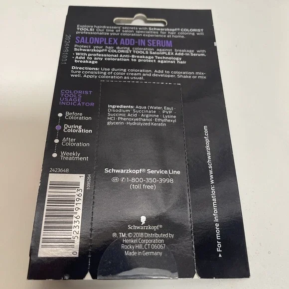 5/$20! Schwarzkopf Salonplex Add In Serum Hair Dye Add In Colorist Tools - Picture 2 of 2